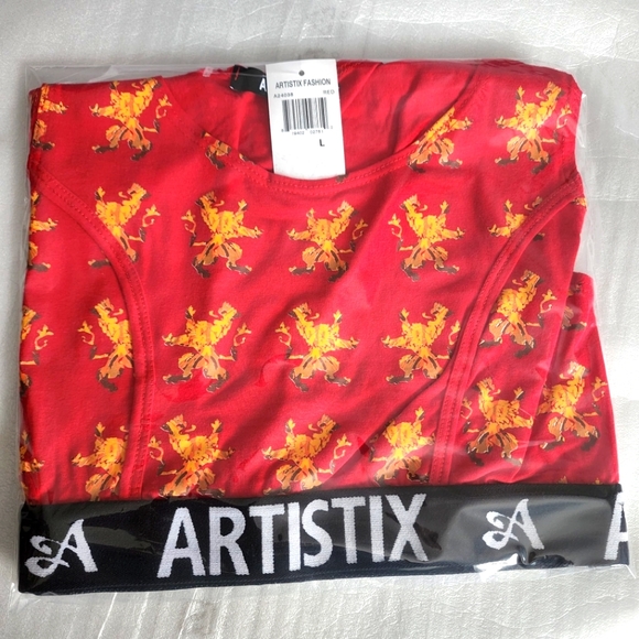 Artistix Junior's Printed Logo Band Sports Bra Red Size Large - Picture 15 of 16